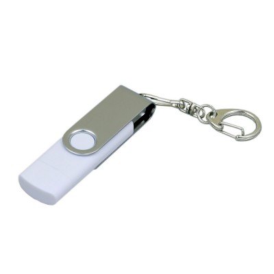 Купить Флешка с поворотным механизмом, c дополнительным разъемом Micro USB, 64 Гб, белый с нанесением