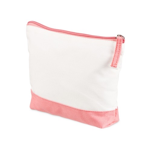 Купить Косметичка хлопковая Cotton, белый/пыльно-розовый с нанесением логотипа