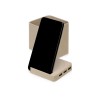 Купить Настольный органайзер Cubic из пшеничного волокна с функцией беспроводной зарядки и выходами USB с нанесением логотипа