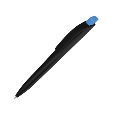 Купить Ручка шариковая пластиковая Stream, черный/голубой с нанесением