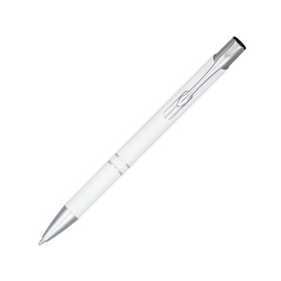 Купить Кнопочная шариковая ручка Moneta из анодированного алюминия, синие чернила, белый с нанесением