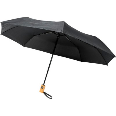 Купить Автоматический складной зонт Bo из переработанного ПЭТ-пластика, черный с нанесением логотипа
