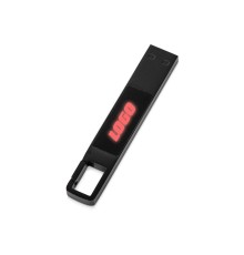 USB 2.0- флешка на 32 Гб c подсветкой логотипа Hook LED, темно-серый, красная подсветка