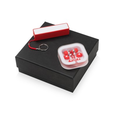 Купить Подарочный набор Non-stop music с наушниками и зарядным устройством, красный с нанесением