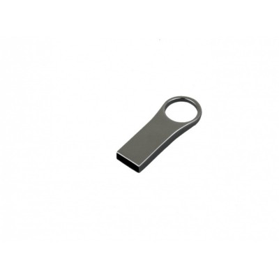 Купить USB-флешка на 64 ГБ с мини чипом, компактный дизайн с большим круглым отверстием., серебро с нанесением