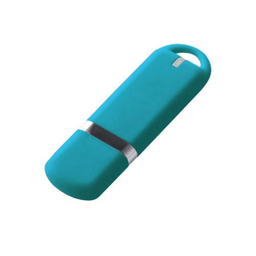 Купить USB-флешка на 128 ГБ 3.0 USB, с покрытием soft-touch, голубой с нанесением логотипа