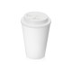 Купить Пластиковый стакан Take away с двойными стенками и крышкой с силиконовым клапаном, 350 мл, белый с нанесением логотипа