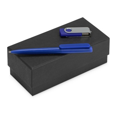Купить Подарочный набор Qumbo с ручкой и флешкой, синий с нанесением