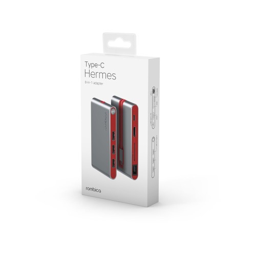 Купить Хаб USB Rombica Type-C Hermes Red с нанесением логотипа