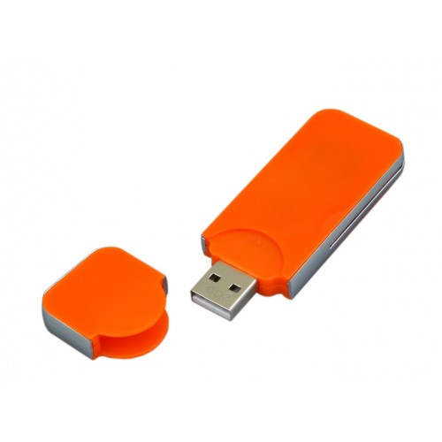 Купить USB-флешка на 128 Гб в стиле I-phone, прямоугольнй формы, оранжевый с нанесением логотипа
