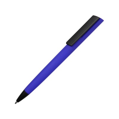 Купить Ручка пластиковая soft-touch шариковая Taper, синий/черный с нанесением