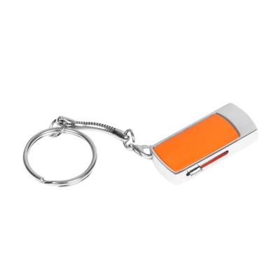 Купить Флешка прямоугольной формы, выдвижной механизм с мини чипом, 8 Гб, оранжевый/серебристый с нанесением логотипа