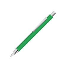 Ручка шариковая металлическая Pyra soft-touch с зеркальной гравировкой, зеленый