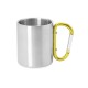 Купить Кружка GUAYA с ручкой карабином, 230 мл, серебристый/желтый с нанесением логотипа