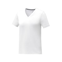 Somoto Женская футболка с коротким рукавом и V-образным вырезом , белый