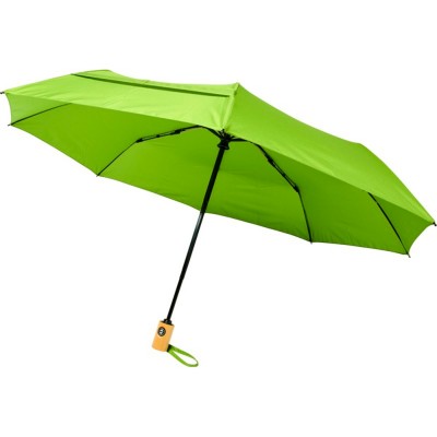 Купить Автоматический складной зонт Bo из переработанного ПЭТ-пластика, лайм с нанесением