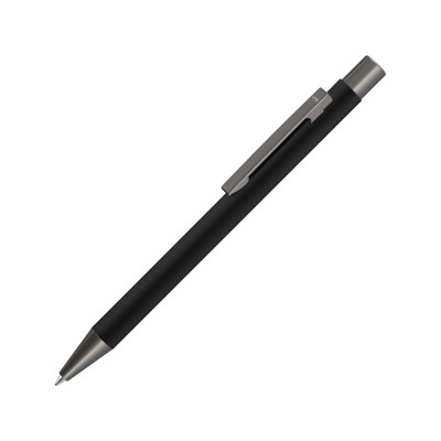 Купить Ручка шариковая UMA STRAIGHT GUM soft-touch, с зеркальной гравировкой, черный с нанесением логотипа