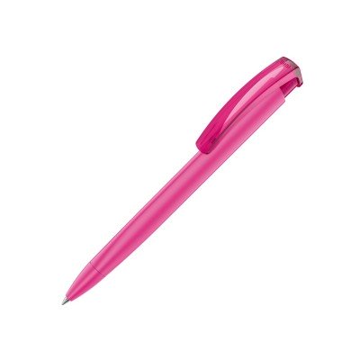 Ручка шариковая трехгранная UMA TRINITY K transparent GUM, soft-touch, розовый