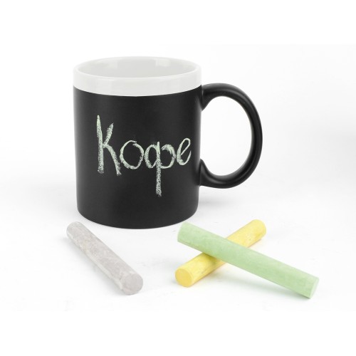 Купить Кружка с покрытием для рисования мелом Да Винчи, черный/белый с нанесением логотипа