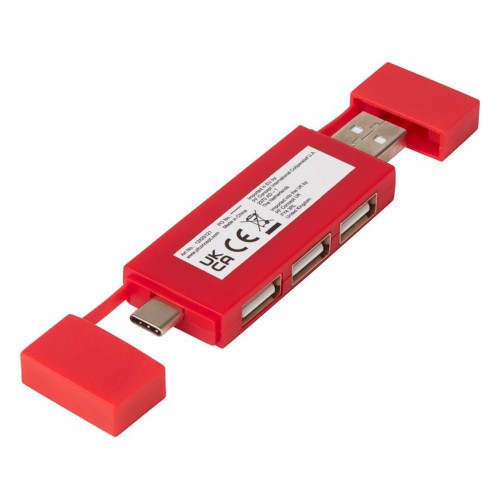Купить Mulan Двойной USB 2.0-хаб, красный с нанесением логотипа