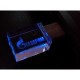 Купить USB-флешка на 64 ГБ прямоугольной формы, под гравировку 3D логотипа, материал стекло, с деревянным колпачком красного цвета, синий с нанесением логотипа