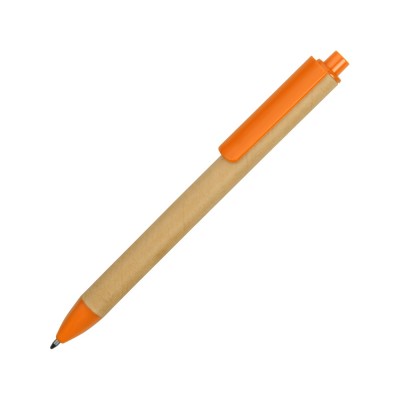 Купить Ручка картонная пластиковая шариковая Эко 2.0, бежевый/оранжевый с нанесением