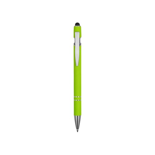 Купить Ручка металлическая soft-touch шариковая со стилусом Sway, зеленое яблоко/серебристый (P) с нанесением логотипа