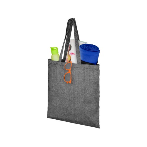 Купить Сумка-тоут Pheebs из переработанного хлопка 150 г/м2, черный меланж с нанесением логотипа