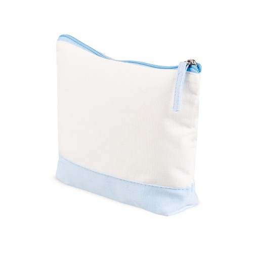 Купить Косметичка хлопковая Cotton, белый/голубой с нанесением логотипа
