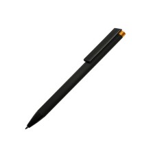 Ручка металлическая шариковая Taper Metal софт-тач с цветным зеркальным слоем, черный с оранжевым
