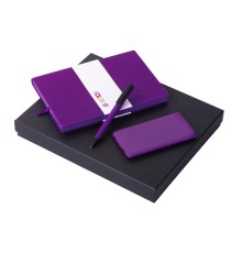 Подарочный набор c блокнотом С2, ручкой и повербанком 5000 mAh, фиолетовый