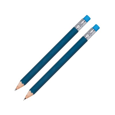 Купить Набор Даллас: ручка шариковая, карандаш с ластиком в футляре, синий с нанесением логотипа