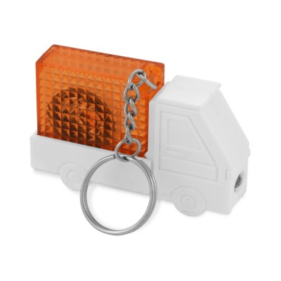 Купить Брелок-рулетка Автомобиль, 1 м., с фонариком, белый/оранжевый с нанесением