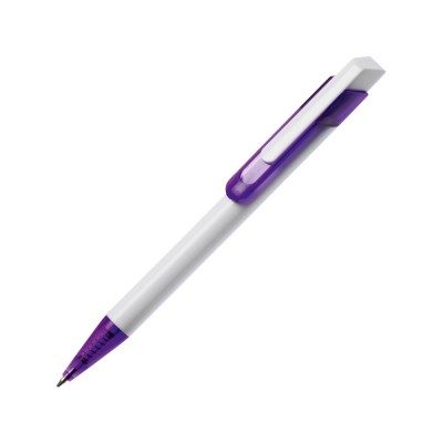 Купить Ручка шариковая Бавария белая/фиолетовая с нанесением логотипа