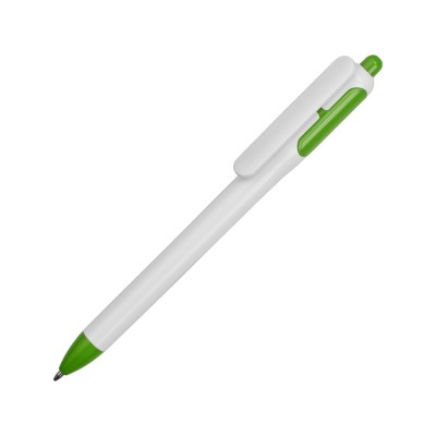 Купить Ручка шариковая с белым корпусом и цветными вставками, белый/зеленый с нанесением логотипа