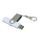 Купить Флешка с  поворотным механизмом, c дополнительным разъемом Micro USB, 64 Гб, белый с нанесением логотипа