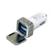 Купить Автомобильная зарядка CC-03, 2 USB порта, квадратное основание для логотипа, серебро с нанесением логотипа