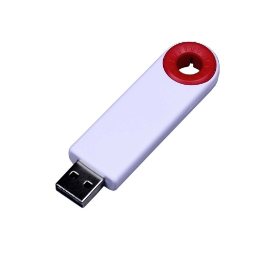 Купить USB-флешка промо на 128 Гб прямоугольной формы, выдвижной механизм, красный с нанесением логотипа