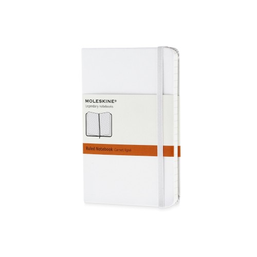 Купить Записная книжка Moleskine Classic (в линейку) в твердой обложке, Pocket (9x14см), белый с нанесением логотипа