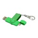 Купить Флешка с поворотным механизмом, c дополнительным разъемом Micro USB, 64 Гб, зеленый с нанесением логотипа