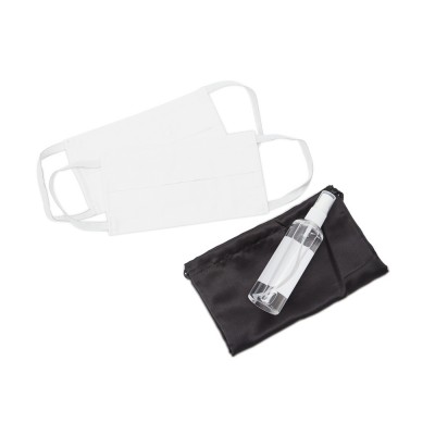 Купить Набор средств индивидуальной защиты в сатиновом мешочке Protect Plus, белый с нанесением