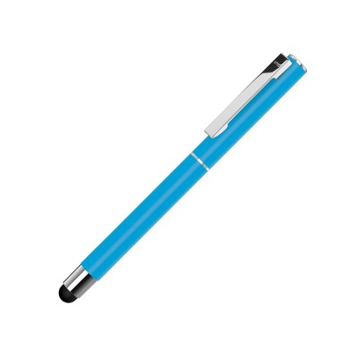 Купить Ручка металлическая стилус-роллер STRAIGHT SI R TOUCH, голубой с нанесением логотипа
