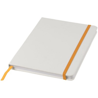 Купить Блокнот Spectrum A5 с белой бумагой и цветной закладкой, белый/оранжевый с нанесением