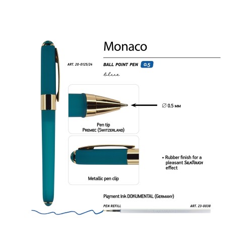 Купить Ручка пластиковая шариковая Monaco, 0,5мм, синие чернила, морская волна с нанесением логотипа Купить Ручка пластиковая шариковая Monaco, 0,5мм, синие чернила, морская волна с нанесением логотипа