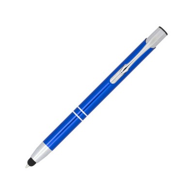 Купить Шариковая кнопочная ручка-стилус Moneta из анодированного алюминия, ярко-синий с нанесением логотипа