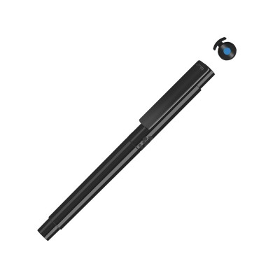 Купить Капиллярная ручка в корпусе из переработанного материала rPET RECYCLED PET PEN PRO FL, черный с голубым с нанесением логотипа