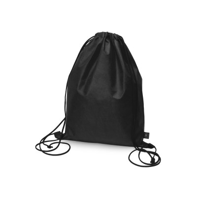 Купить Рюкзак-мешок Reviver из нетканого переработанного материала RPET, черный с нанесением логотипа