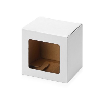 Купить Коробка для кружки с окном, 11,2х9,4х10,7 см., белый с нанесением логотипа
