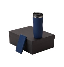 Подарочный набор c термокружкой С1 и повербанком С2, темно-синий