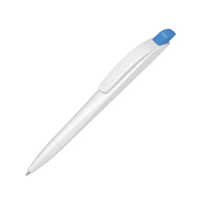 Купить Ручка шариковая пластиковая Stream, белый/голубой с нанесением логотипа